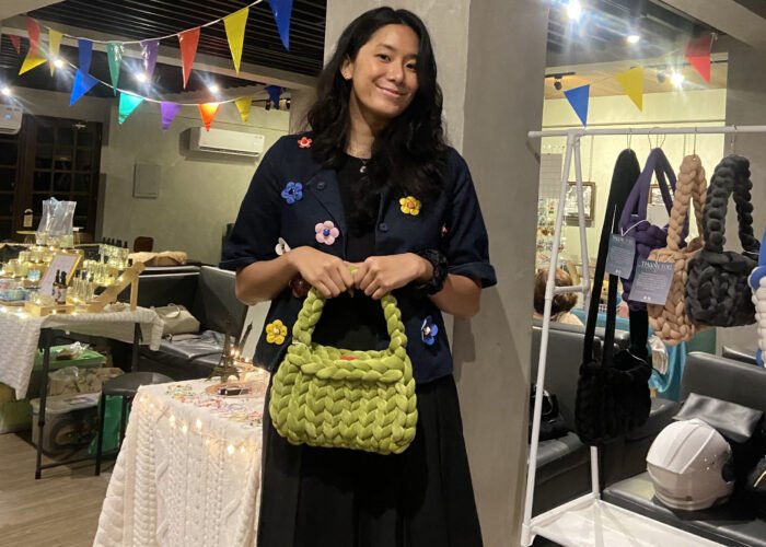 Customer Purchasing Crochet Bag